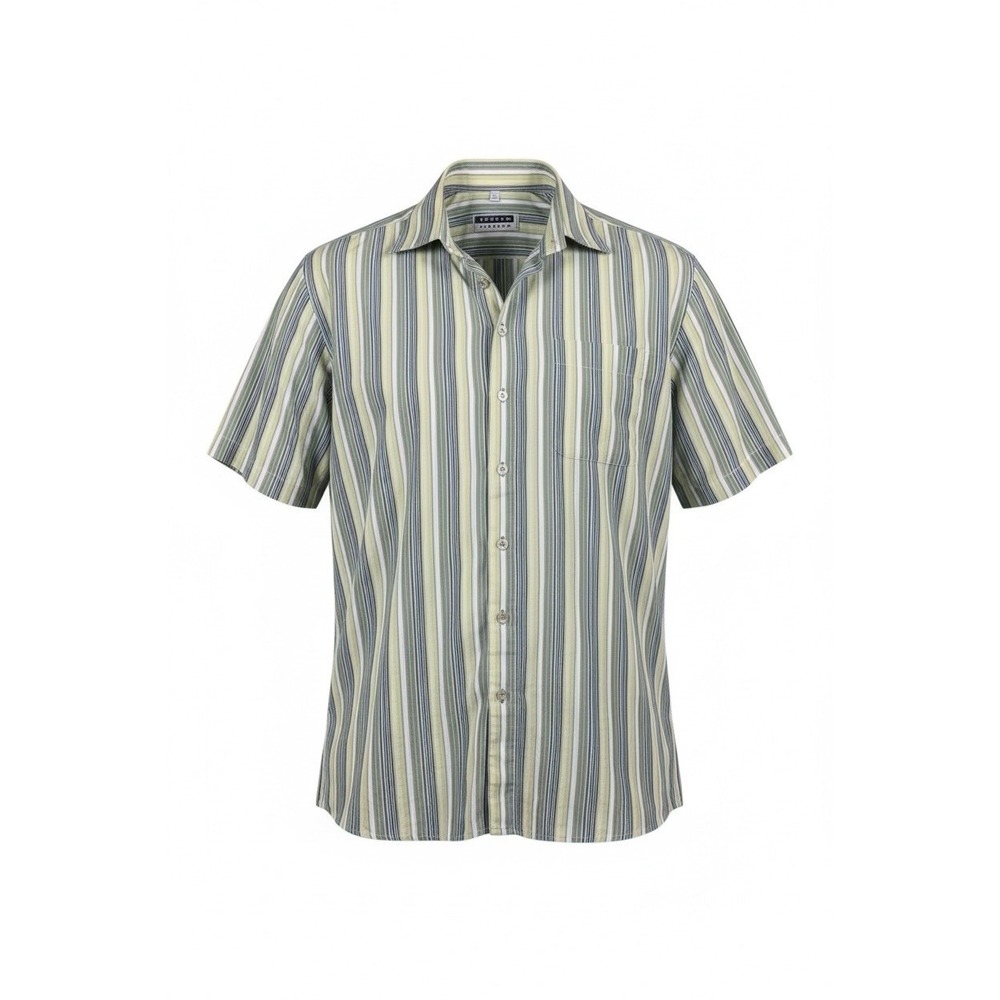 ANGELO LITRICO Mens Large‎ Short Sleeve Striped Button Shirt Cotton